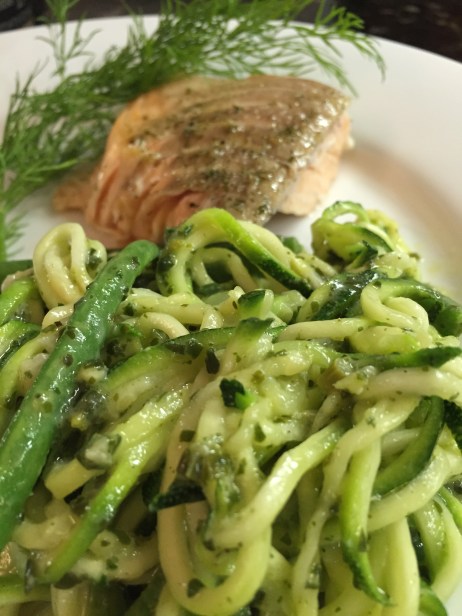 pesto zoodles plated